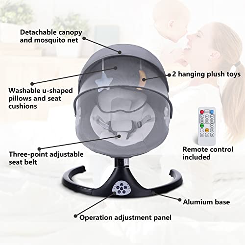 Electric Bluetooth Baby Swing with Timer and Lullabies