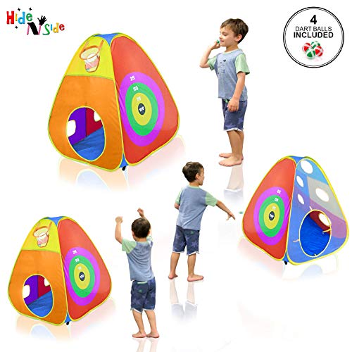 Gift for Toddler Boys & Girls, Ball Pit, Play Tent and Tunnels for Kids, Best Birthday Gift for 1 2 3 4 5 Year old Pop Up Baby Play Toy, Target Game w/ 4 Darts Indoor & Outdoor, Pit Balls Not Included