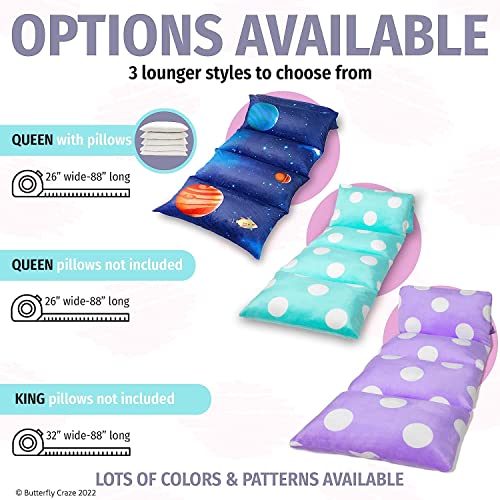 Butterfly Craze Girl's Floor Lounger Seats Cover and Pillow Cover Made of Super Soft, Luxurious Premium Plush Fabric - Perfect Reading and Watching TV Cushion - Great for SLEEPOVERS Slumber Parties