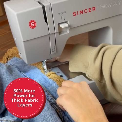 SINGER | Heavy Duty 4452 Sewing Machine with 110 Stitch Applications, Metal Frame, Built-In Needle Threader, & Heavy Duty Accessory Kit - Sewing Made Easy