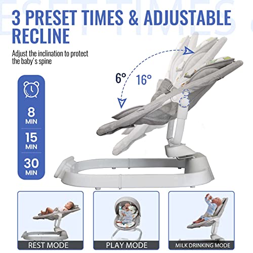 Baby Swing and Bouncer 2 in 1, Babeelovly Baby Swings for Infants Portable Swing with Cannoy and 10 Preset Music Wireless, Automatic Infant Swing Outdoor Indoor with Remote Control, Multicolored