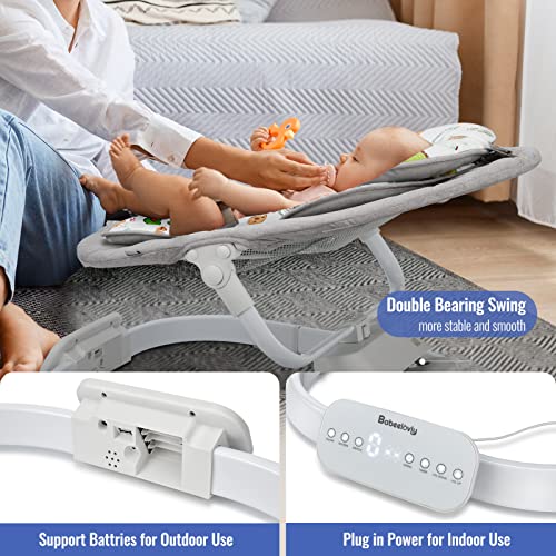 Baby Swing and Bouncer 2 in 1, Babeelovly Baby Swings for Infants Portable Swing with Cannoy and 10 Preset Music Wireless, Automatic Infant Swing Outdoor Indoor with Remote Control, Multicolored