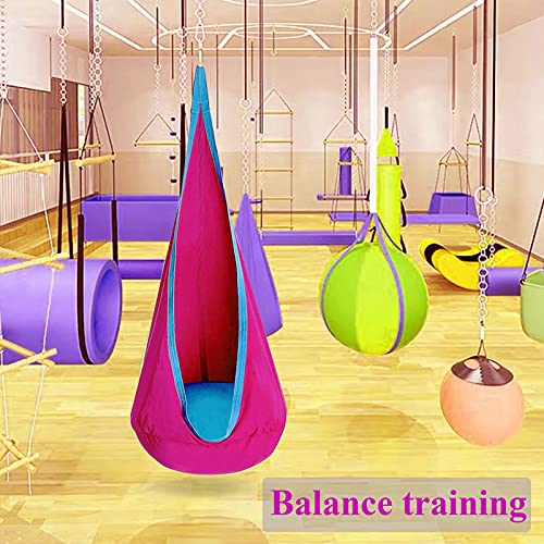 C-CHAIN Swing Pod Chair for Kids 100% Cotton Hammock Chair with Durable Air Cushion, Child Swing Seat Nest with Adjustable Rope, All Accessories Included (Rose)