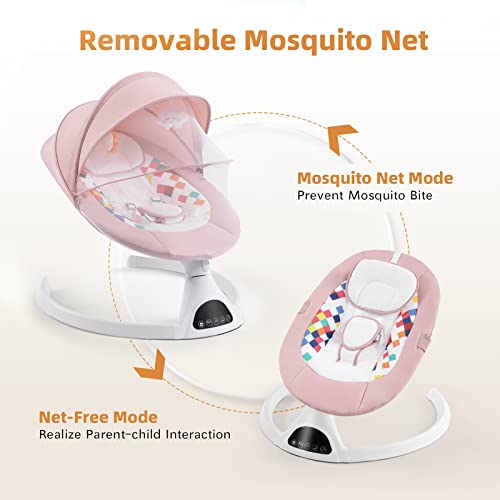 Portable Bluetooth Baby Swing with Music Speaker, Pink