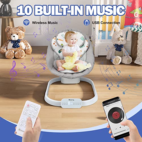 Baby Swing and Bouncer 2 in 1, Babeelovly Baby Swings for Infants Portable Swing with Cannoy and 10 Preset Music Wireless, Automatic Infant Swing Outdoor Indoor with Remote Control, Multicolored