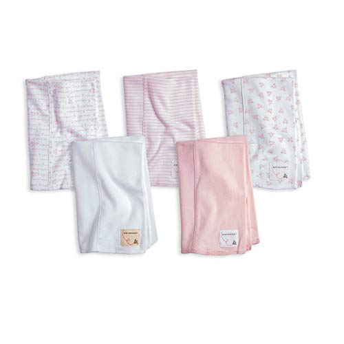 Burt's Bees Baby - Burp Cloths, 5-Pack Extra Absorbent 100% Organic Cotton Burp Cloths, Blossom Pink Prints