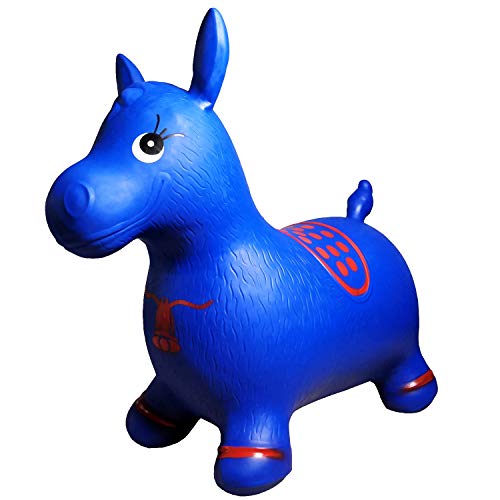 Blue Horse Hopper, Pump Included (Inflatable Space Hopper, Jumping Horse, Ride-on Bouncy Animal)