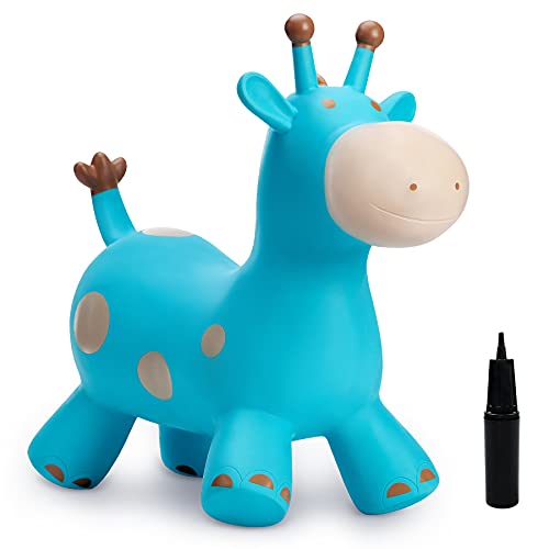 Babe Fairy Bouncy Horse-Bouncing Horse Animal Hopper-Inflatable Jumping Horse Toy for Toddlers (Blue Deer)