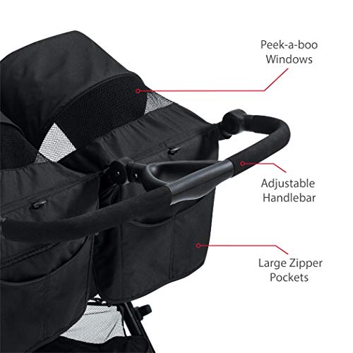Britax B-Lively Double Stroller | Adjustable Handlebar + Easy Fold + Infinite Recline + Front Access Storage, Raven