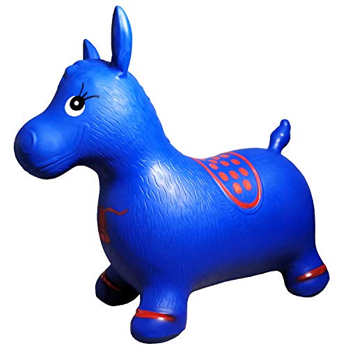 Blue Horse Hopper, Pump Included (Inflatable Space Hopper, Jumping Horse, Ride-on Bouncy Animal)