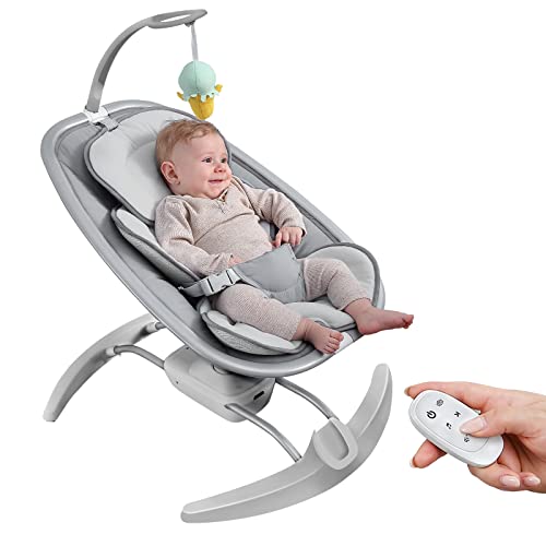 Baby Swings for Infants Newborn, RONBEI Swing for Baby Boy Baby Girl, Electric Comfort Portable Baby Swing with 3 Swing Speeds Music Remote Control