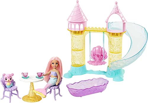 Barbie Dreamtopia Mermaid Playground Playset, with Chelsea Mermaid Doll, Merbear Friend Figure and Sand Castle Set with Swing, Slide, Pool and Tea Party, Gift for 3 to 7 Year Olds????