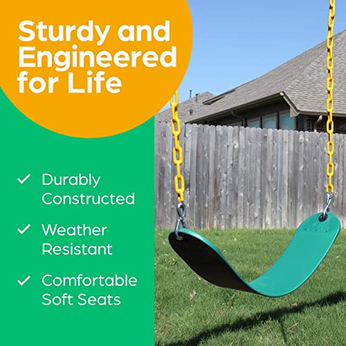 Jungle Gym Kingdom 2 Pack Swings Seats Heavy Duty 66" Chain Plastic Coated - Playground Swing Set Accessories Replacement with Snap Hooks (Green)