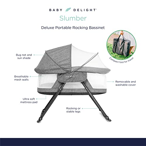 Baby Delight Go With Me Slumber Deluxe Portable Rocking Bassinet, Charcoal Tweed Fashion