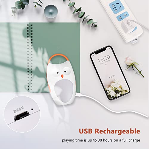 Baby Sleep Soother Shusher Sound Machines, Baby Gift, Rechargeable Portable White Noise Machine with Night Light, 8 Soothing Sounds and 3 Timers for Traveling, Sleeping, Baby Carriage (owl)