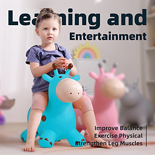 Babe Fairy Bouncy Horse-Bouncing Horse Animal Hopper-Inflatable Jumping Horse Toy for Toddlers (Blue Deer)