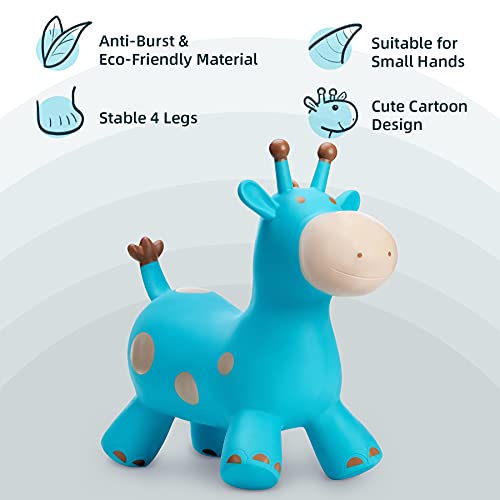 Babe Fairy Bouncy Horse-Bouncing Horse Animal Hopper-Inflatable Jumping Horse Toy for Toddlers (Blue Deer)