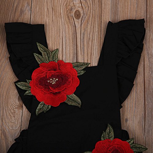 Baby Girls Jumpsuit Newborn Infant Kids Floral Clothes Summer Romper Bodysuit Sundress Outfits (0-6 Months, Black)