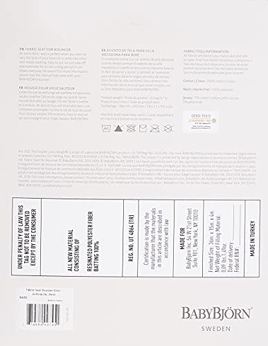 BabyBjörn Fabric Seat for Bouncer - Anthracite, Mesh, Anthracite