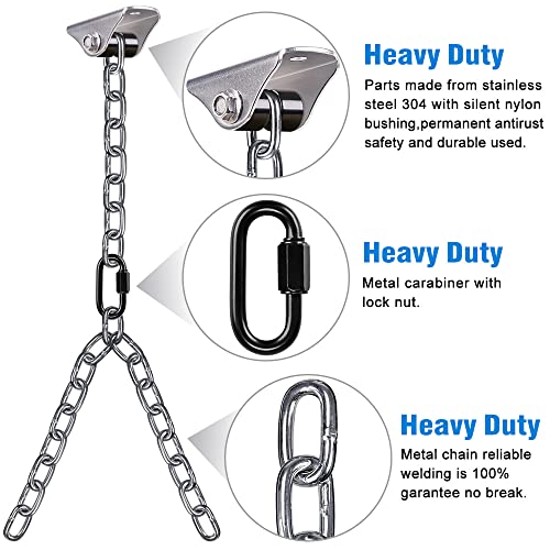 Besthouse Set of 2 Heavy Duty Porch Swing Hanging Chain Kit, Hammock Chair Hardware for Indoor Outdoor Playground Hanging Chair Hammock Chair Punching Bags, 4 Screws for Wooden, 1000LB Capacity, 81"