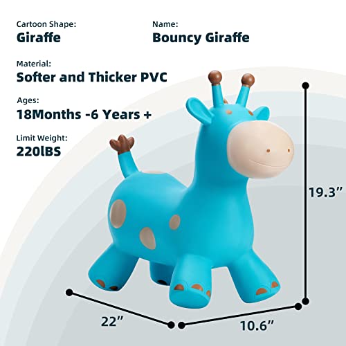 Babe Fairy Bouncy Horse-Bouncing Horse Animal Hopper-Inflatable Jumping Horse Toy for Toddlers (Blue Deer)