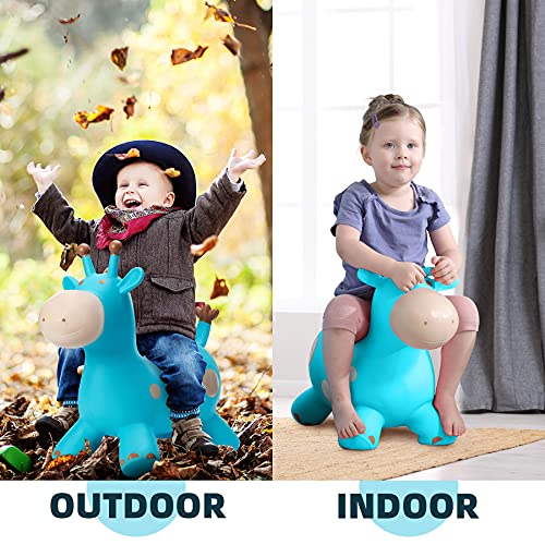 Babe Fairy Bouncy Horse-Bouncing Horse Animal Hopper-Inflatable Jumping Horse Toy for Toddlers (Blue Deer)