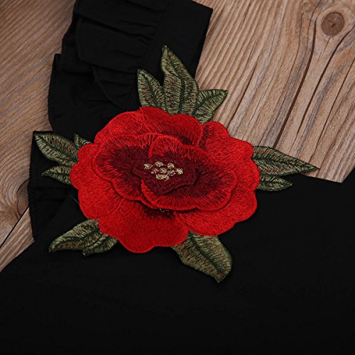 Baby Girls Jumpsuit Newborn Infant Kids Floral Clothes Summer Romper Bodysuit Sundress Outfits (0-6 Months, Black)