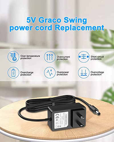 BENSN 5V Swing Power Cord for Graco Swings: Simple Sway, Glider LX, Glider Elite, Glider Premier, Glider Lite, Glider Petite LX, Sweetpeace, DuetSoothe, DuetConnect LX, Sweet Snuggle, Comfy Cove DLX,