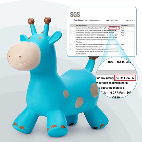 Babe Fairy Bouncy Horse-Bouncing Horse Animal Hopper-Inflatable Jumping Horse Toy for Toddlers (Blue Deer)