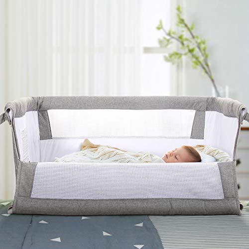 Baby Bassinet,RONBEI Bedside Sleeper,Baby Bed to Bed,Babies Crib Bed, Adjustable Portable Bed for Infant/Baby Boy/Baby Girl/Newborn (Light Grey)