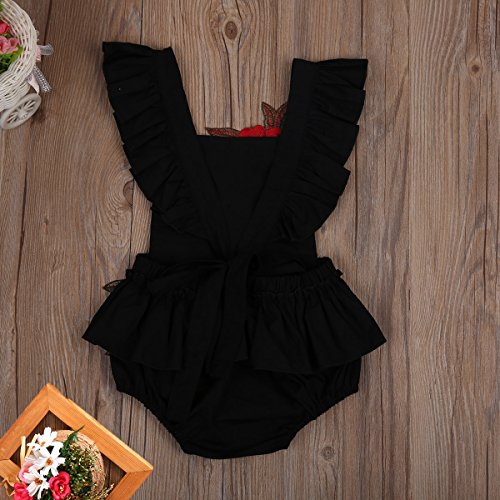 Baby Girls Jumpsuit Newborn Infant Kids Floral Clothes Summer Romper Bodysuit Sundress Outfits (0-6 Months, Black)