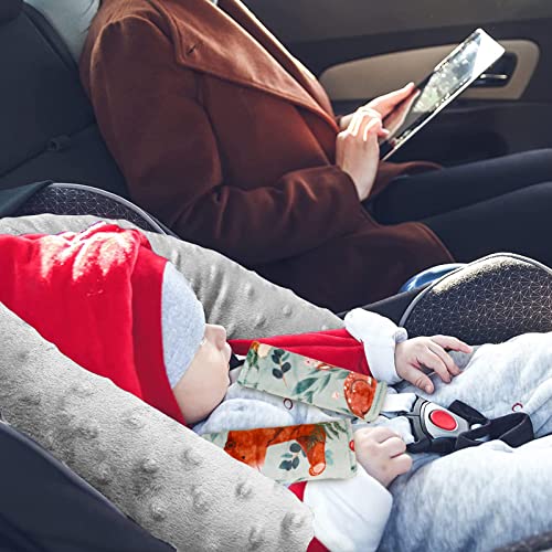 Baby Car Seat Head Support and Strap Covers, Soft Infant Car Seat Insert Cushion for Boys & Girls, Newborn Headrest Pillow Fits for Car Seats, Strollers, Bouncers, Swing, Woodland Animals
