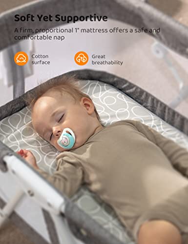 besrey Baby Bassinet Rocking Bed 2 in 1 Portable with Harmless Mattress Quick Fold for Newborn Girl Boy Infant up to 33 lb