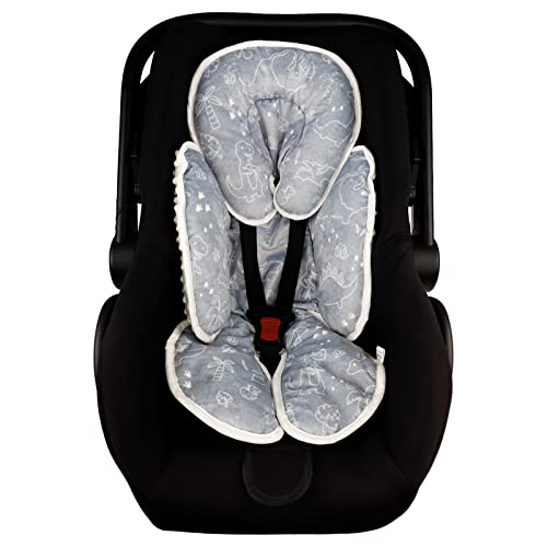 Baby Car Seat Head and Body Support Pillow, 2-in-1 Infant Car Seat Insert, Newborn Soft Cushion for Car Seat, Stroller, Bouncers, Dinosaur
