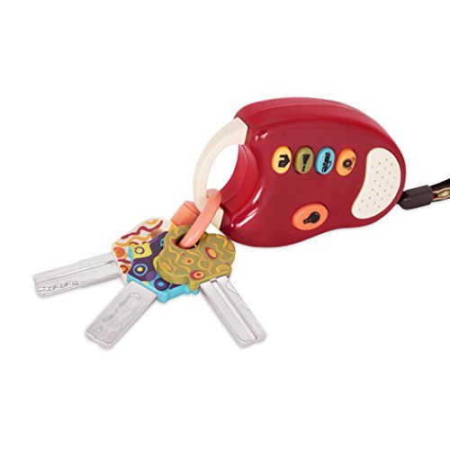 B. toys  FunKeys Toy  Funky Toy Keys for Toddlers and Babies  Toy Car Keys and Red remote with Light and Sounds  Non-Toxic