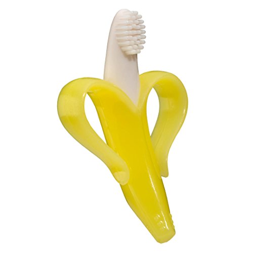 Baby Banana - Yellow Banana Toothbrush, Training Teether Tooth Brush for Infant, Baby, and Toddler