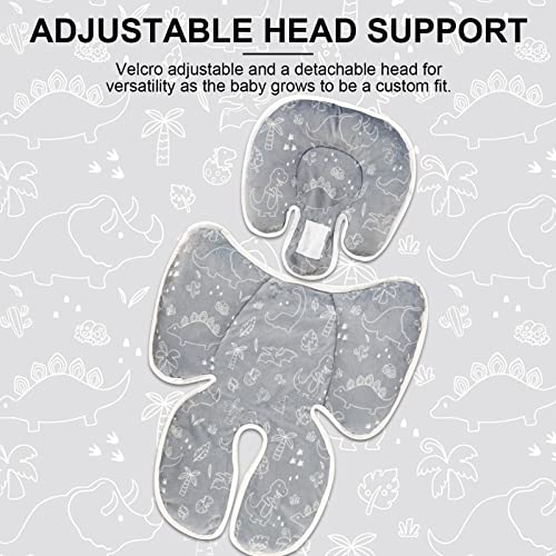 Baby Car Seat Head and Body Support Pillow, 2-in-1 Infant Car Seat Insert, Newborn Soft Cushion for Car Seat, Stroller, Bouncers, Dinosaur
