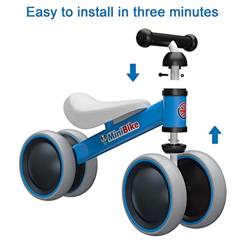 Baby Balance Bikes 10-24 Month Children Walker | Toys for 1 Year Old Boys Girls | No Pedal Infant 4 Wheels Toddler Bicycle | Best First Birthday New Year Holiday Blue