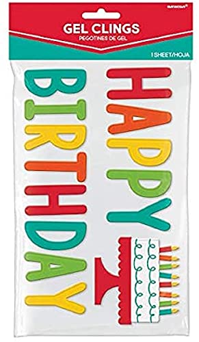 amscan Happy Birthday Rainbow Party Window Clings - 1 pc