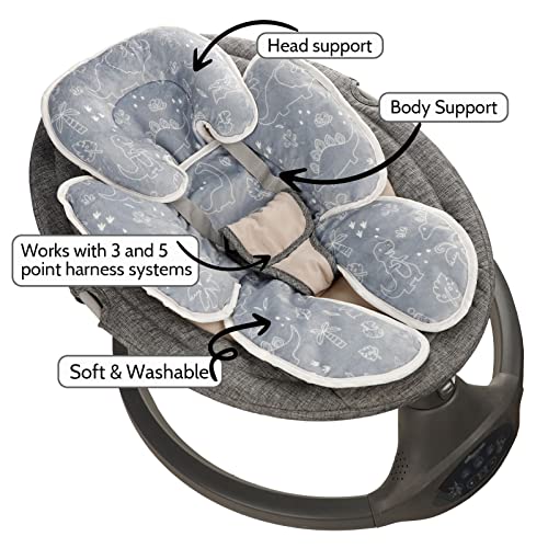 Baby Car Seat Head and Body Support Pillow, 2-in-1 Infant Car Seat Insert, Newborn Soft Cushion for Car Seat, Stroller, Bouncers, Dinosaur