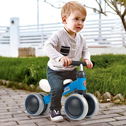 Baby Balance Bikes 10-24 Month Children Walker | Toys for 1 Year Old Boys Girls | No Pedal Infant 4 Wheels Toddler Bicycle | Best First Birthday New Year Holiday Blue