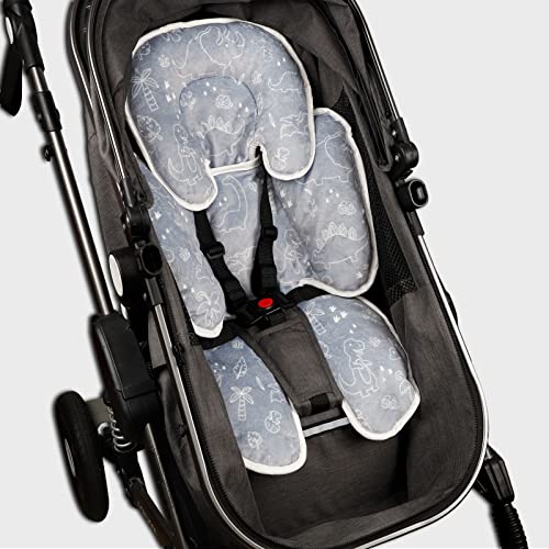 Baby Car Seat Head and Body Support Pillow, 2-in-1 Infant Car Seat Insert, Newborn Soft Cushion for Car Seat, Stroller, Bouncers, Dinosaur