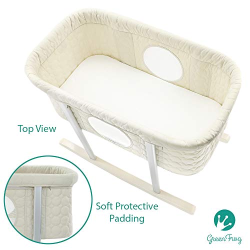 Baby Bassinet Cradle Includes Gentle Rocking Feature, Great for Newborns and Infants Safe Mattress Includes Wheels for Easy Movement High End Washable Fabric Lightweight