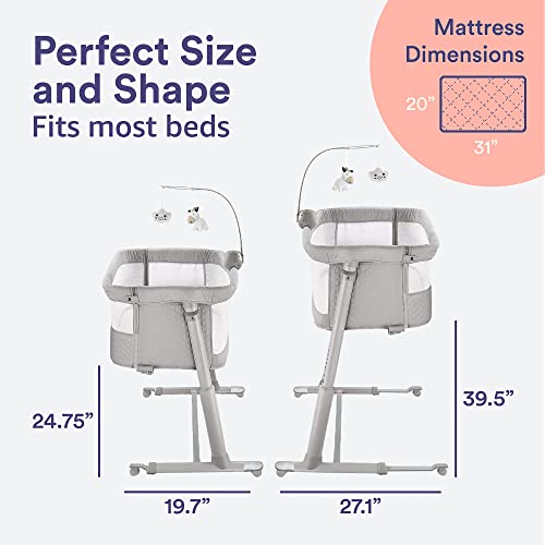Baby Bassinets  Adjustable and Easy to Assemble Bassinet for Baby, Lightweight Baby Bassinet and Bedside Sleeper for Safe Co-Sleeping with Detachable Side Panel, CPSC and ASTM Certified Moses Basket