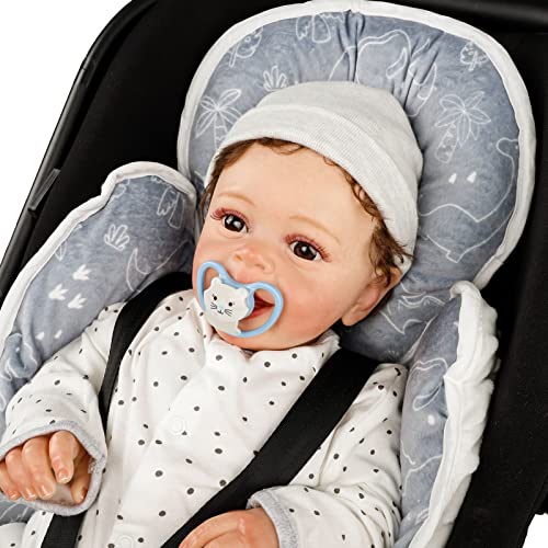 Baby Car Seat Head and Body Support Pillow, 2-in-1 Infant Car Seat Insert, Newborn Soft Cushion for Car Seat, Stroller, Bouncers, Dinosaur