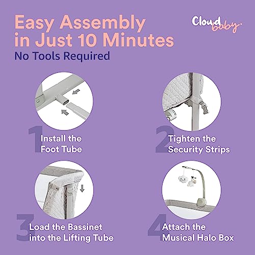 Baby Bassinets  Adjustable and Easy to Assemble Bassinet for Baby, Lightweight Baby Bassinet and Bedside Sleeper for Safe Co-Sleeping with Detachable Side Panel, CPSC and ASTM Certified Moses Basket