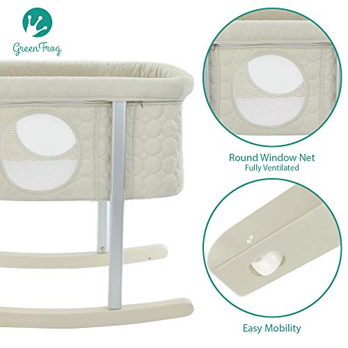 Baby Bassinet Cradle Includes Gentle Rocking Feature, Great for Newborns and Infants Safe Mattress Includes Wheels for Easy Movement High End Washable Fabric Lightweight