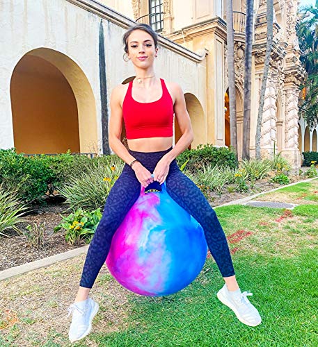 AppleRound Space Hopper Ball with Air Pump: 28in/70cm Diameter for Ages 13 and Up, Hop Ball, Kangaroo Bouncer, Hoppity Hop, Jumping Ball, Sit and Bounce