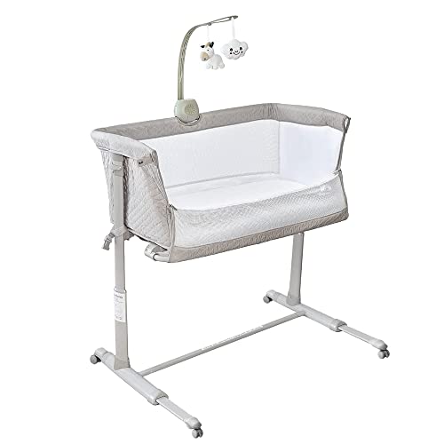 Baby Bassinets  Adjustable and Easy to Assemble Bassinet for Baby, Lightweight Baby Bassinet and Bedside Sleeper for Safe Co-Sleeping with Detachable Side Panel, CPSC and ASTM Certified Moses Basket
