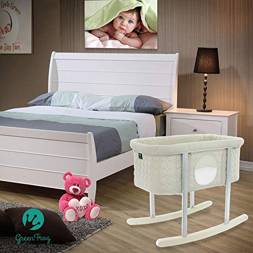 Baby Bassinet Cradle Includes Gentle Rocking Feature, Great for Newborns and Infants Safe Mattress Includes Wheels for Easy Movement High End Washable Fabric Lightweight